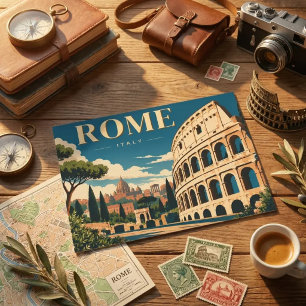 Cartes Pour Fêtes Annuelles Classique Voyage vintage Italie Colisée