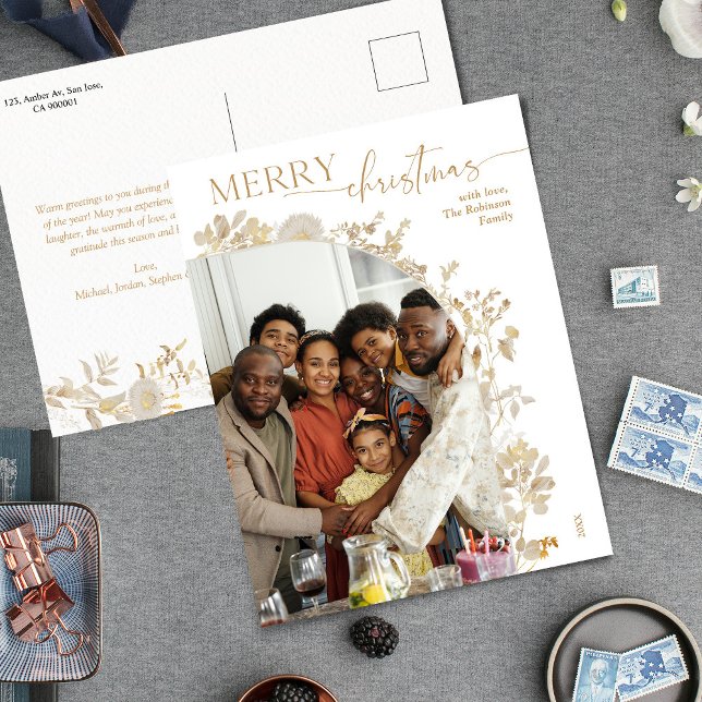 Cartes Pour Fêtes Annuelles Classy Chic Gold Typographie Joyeux Noël Photo (Créateur téléchargé)