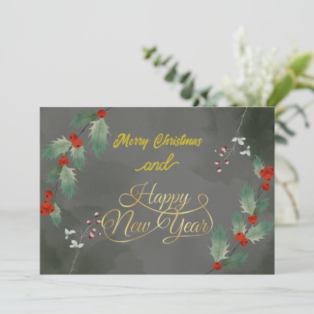 Cartes Pour Fêtes Annuelles Classy Christmas & New Year Card avec logo 2026 (Debout devant)