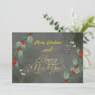 Cartes Pour Fêtes Annuelles Classy Christmas & New Year Card avec logo 2026