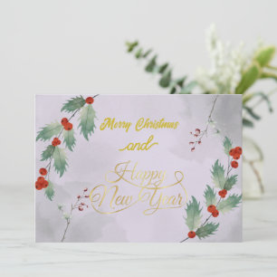 Cartes Pour Fêtes Annuelles Classy Christmas & New Year Card avec logo 2026