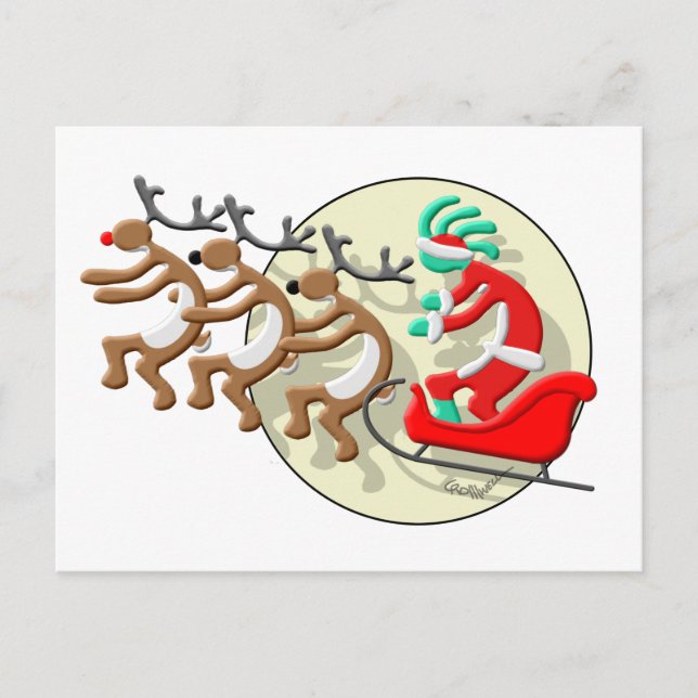 Cartes Pour Fêtes Annuelles Clause Santa Kokopelli (Devant)