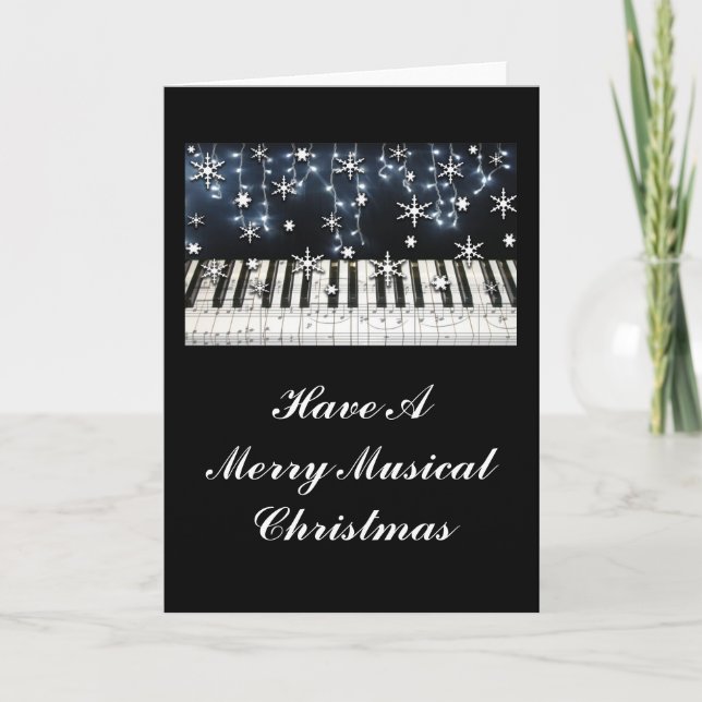 Cartes Pour Fêtes Annuelles Clavier de flocon de neige de Noël de piano (Devant)
