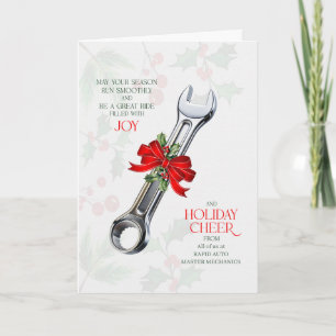 Cartes Pour Fêtes Annuelles Clé d'atelier de réparation automobile Affaires Jo