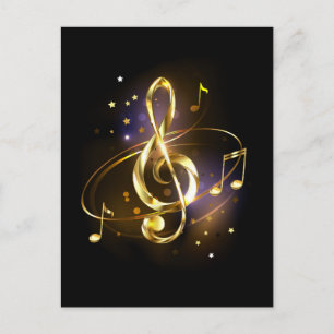 Cartes Pour Fêtes Annuelles Clé de Sol Musicale en Or