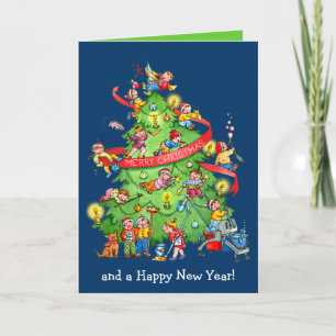 Cartes Pour Fêtes Annuelles Cleaning the Christmas Tree Holidays Greeting Card