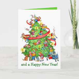 Cartes Pour Fêtes Annuelles Cleaning The Christmas Tree Holidays Greeting Card