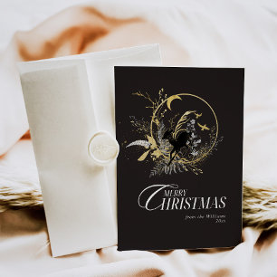 Cartes Pour Fêtes Annuelles Clessal Floral Deer Photo personnalisée Noël Noir