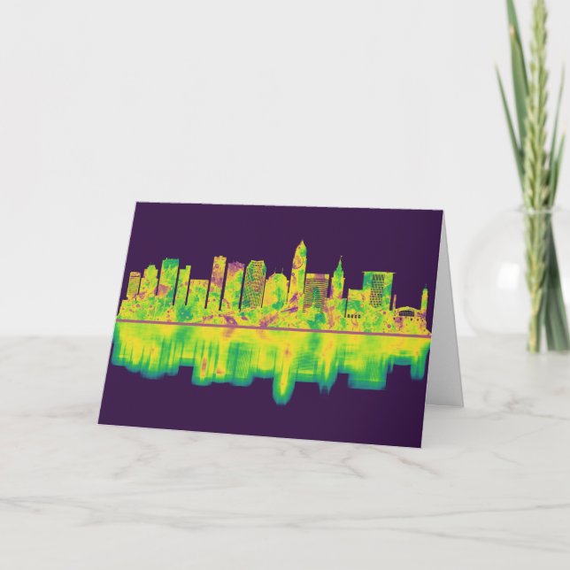 Cartes Pour Fêtes Annuelles Cleveland Ohio Skyline (Devant)