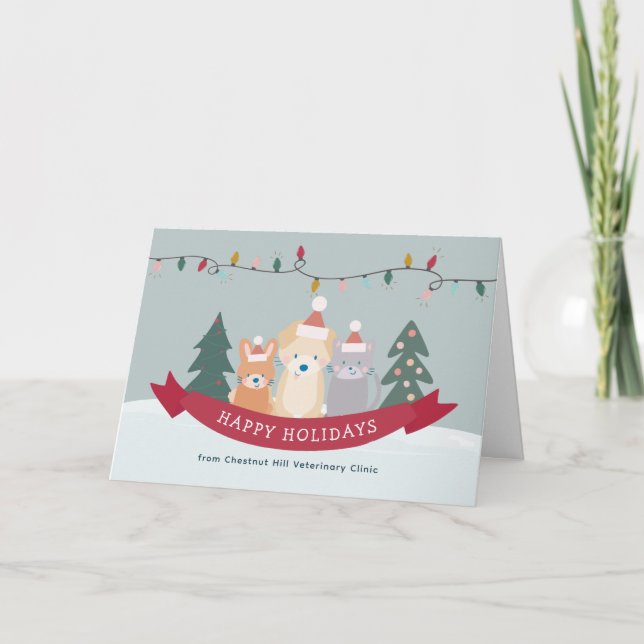 Cartes Pour Fêtes Annuelles Clinique vétérinaire Animaux de compagnie Noël (Devant)