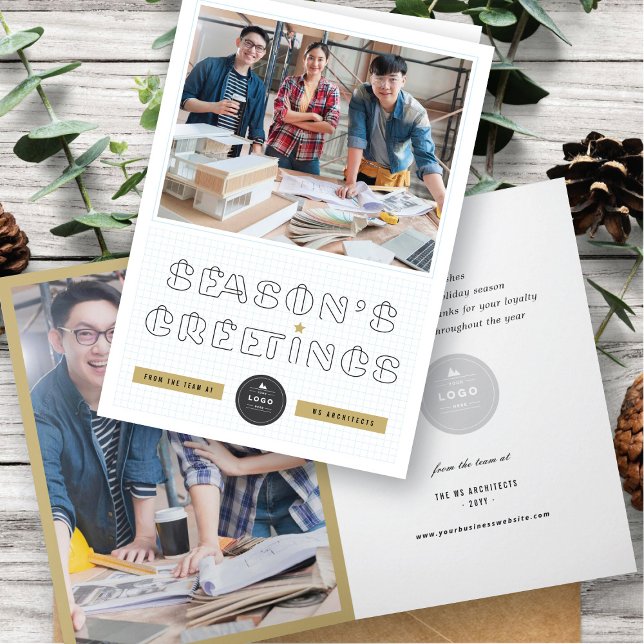 Cartes Pour Fêtes Annuelles Clips papier Bonnes Fêtes Grilles bleues Entrepris (Créateur téléchargé)