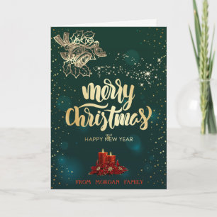 Cartes Pour Fêtes Annuelles Cloche de Noël élégante, bougies rouges