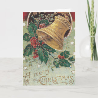 Cartes Pour Fêtes Annuelles Cloche de Noël Vintage avec Holly