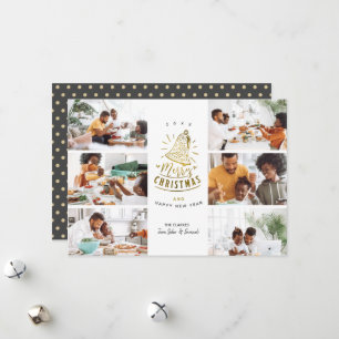 Cartes Pour Fêtes Annuelles Cloche dorée Joyeux Noël 6 Collage de photos