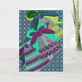 Cartes Pour Fêtes Annuelles Cloches brodées en argent