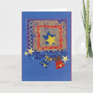 Cartes Pour Fêtes Annuelles Cloches de Noël et étoiles dans rouges tirant sur