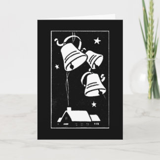 Cartes Pour Fêtes Annuelles Cloches de Noël rétro et maison