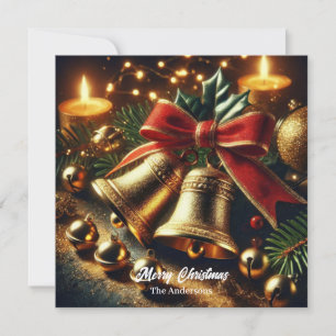 Cartes Pour Fêtes Annuelles Cloches et décorations de Noël en or