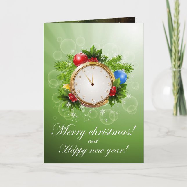 Cartes Pour Fêtes Annuelles Clock de Merry christmas (Devant)