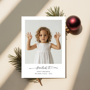 Cartes Pour Fêtes Annuelles Clôturé Il Moderne Minimaliste Photo Famille Noël