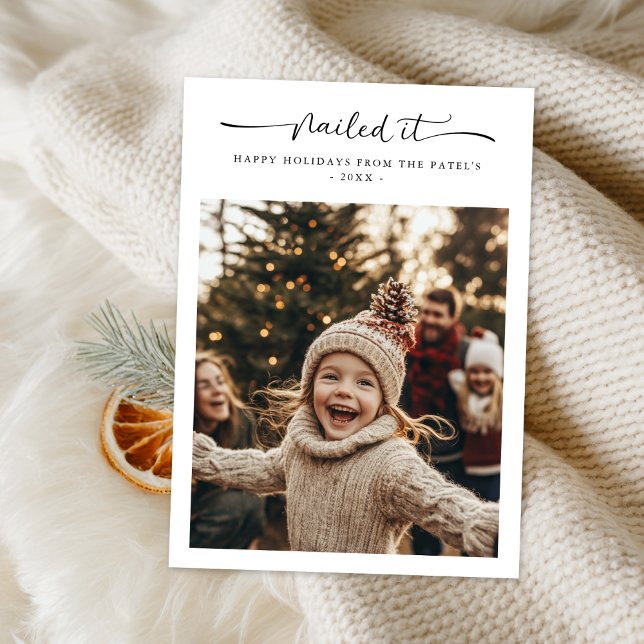 Cartes Pour Fêtes Annuelles Cloué Il Amusant Famille Photo Enfants Fun Noël (Créateur téléchargé)