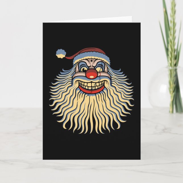 Cartes Pour Fêtes Annuelles Clown effrayant de Père Noël (Devant)
