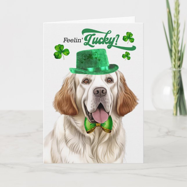 Cartes Pour Fêtes Annuelles Clumber Spaniel Chien Lucky St Patrick's Day (Devant)