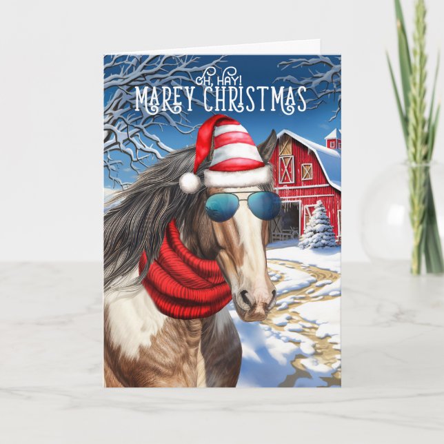 Cartes Pour Fêtes Annuelles Clydesdale Horse Funny MAREy Noël (Devant)