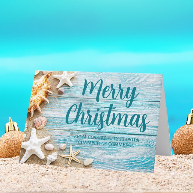 Cartes Pour Fêtes Annuelles Coastère Noël Custom Beach Company Seashell (Créateur téléchargé)