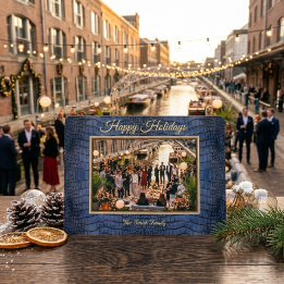 Cartes Pour Fêtes Annuelles Cobalt Blue Printed Faux Alligator Leather Photo