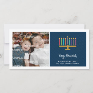 Cartes Pour Fêtes Annuelles Cobalt coloré Menorah Hanoukka