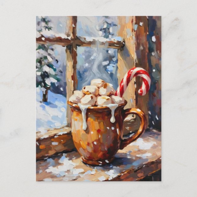 Cartes Pour Fêtes Annuelles Coca chaud de Noël avec Marshmallows rôtis (Devant)