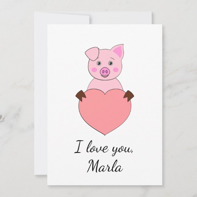 Cartes Pour Fêtes Annuelles Cochon de dessin animé amoureux Saint-Valentin (Devant)