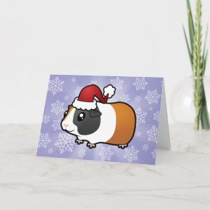 Cartes Pour Fêtes Annuelles Cochon de Guinée de Noël (cheveux lisses)