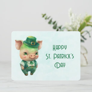 Cartes Pour Fêtes Annuelles Cochon de la Saint-Patrick vert mignon