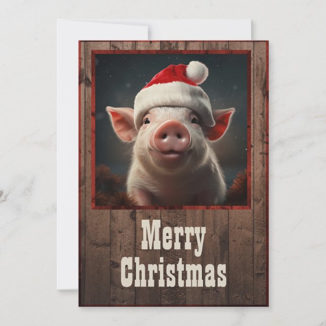 Cartes Pour Fêtes Annuelles Cochon de Noël (Devant)
