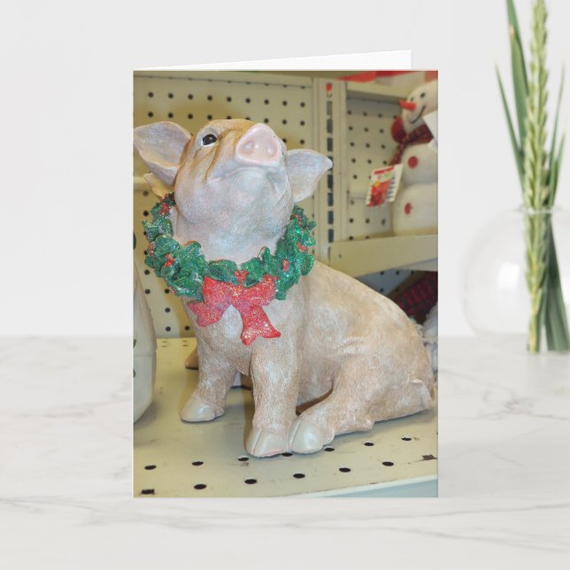 Cartes Pour Fêtes Annuelles Cochon de Noël (Devant)