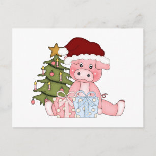 Cartes Pour Fêtes Annuelles Cochon et arbre de Noël