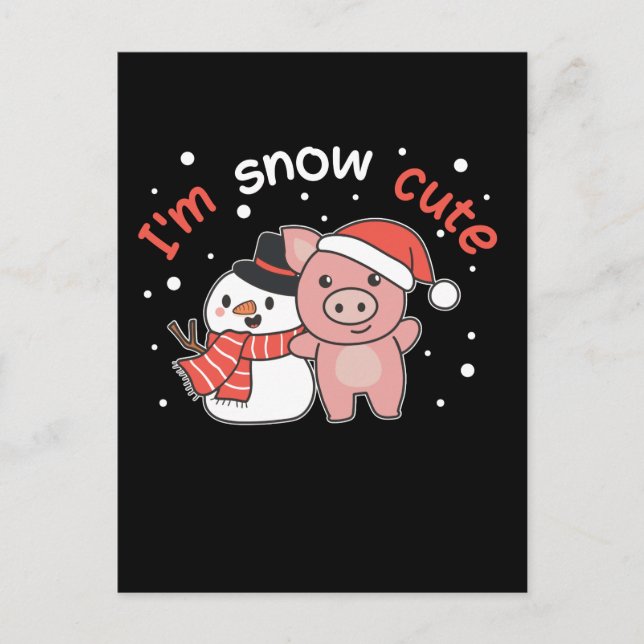 Cartes Pour Fêtes Annuelles Cochon je suis neige Bonhomme de neige Cute Pun de (Devant)