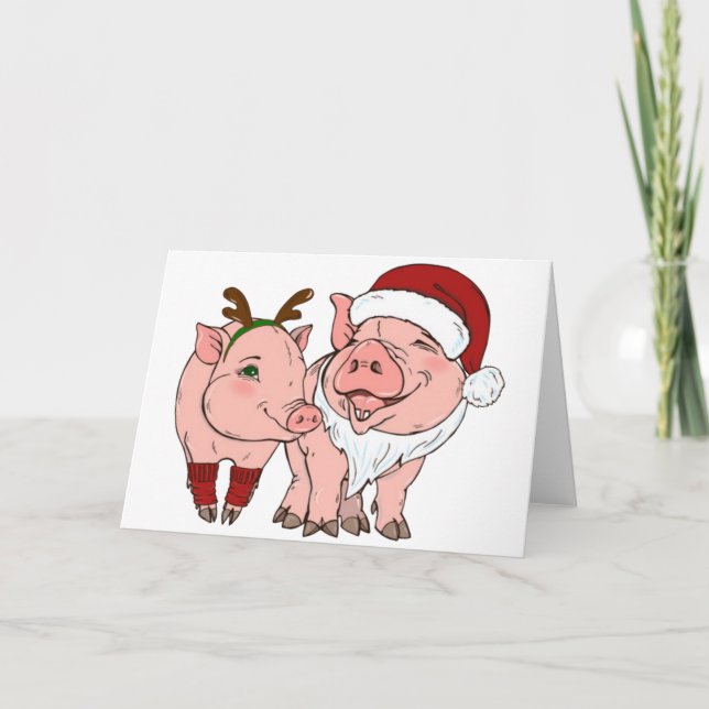 Cartes Pour Fêtes Annuelles cochon moche de Noël (Devant)