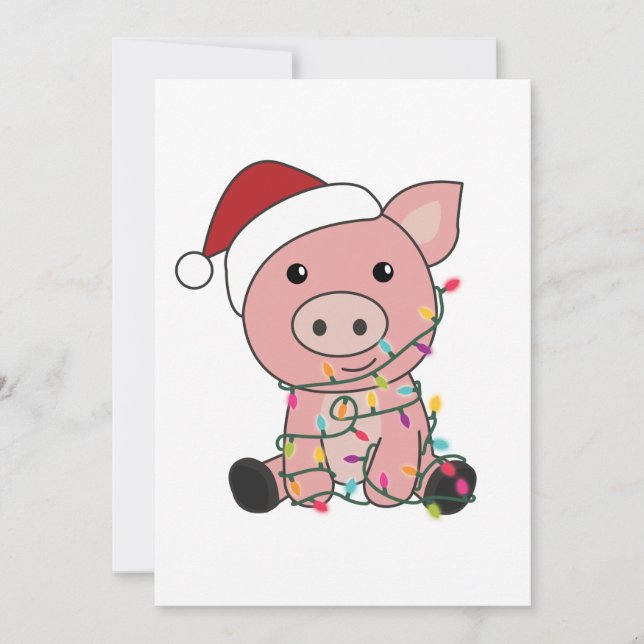 Cartes Pour Fêtes Annuelles Cochon Noël Neige Animaux d'hiver Cochons (Devant)