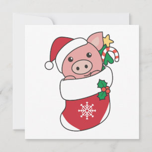 Cartes Pour Fêtes Annuelles Cochon Noël Neige hiver Animaux Cochons Voiture de