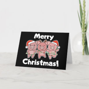 Cartes Pour Fêtes Annuelles Cochon Noël Porcs mignons Joyeux Noël Fêtes Ca