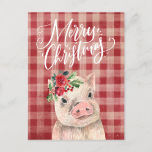 Cartes Pour Fêtes Annuelles Cochon rouge de Noël