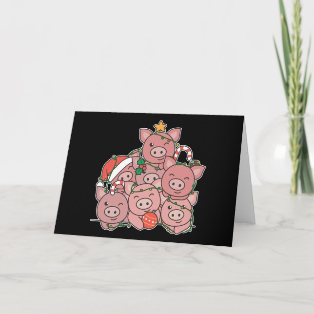 Cartes Pour Fêtes Annuelles Cochon sapin de Noël Funky animal Noël vacances (Devant)