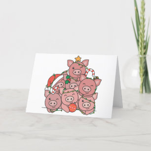 Cartes Pour Fêtes Annuelles Cochon sapin de Noël Funky animal Noël vacances