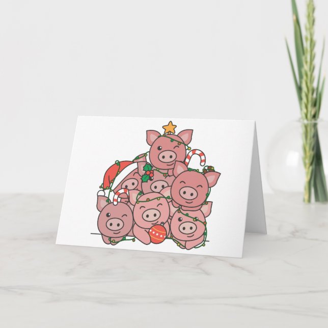 Cartes Pour Fêtes Annuelles Cochon sapin de Noël Funky animal Noël vacances (Devant)