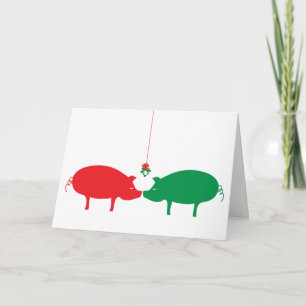 Cartes Pour Fêtes Annuelles Cochon sous le gui