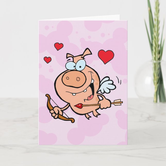 Cartes Pour Fêtes Annuelles Cochon volant avec flèche et flèche (Devant)
