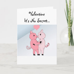 Cartes Pour Fêtes Annuelles Cochons qui s'embrassent